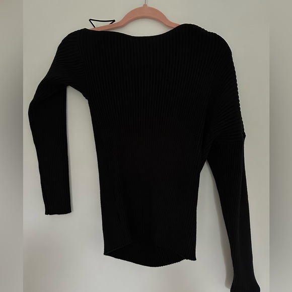 Off One Shoulder Black Sweater - Picture 2 of 3